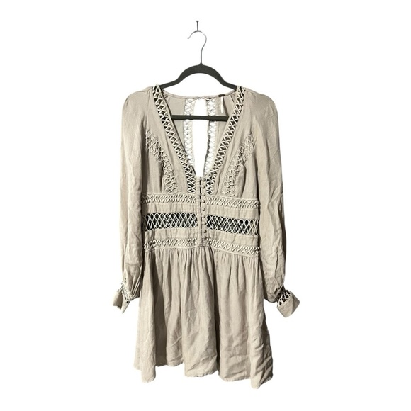 Free People I Think I Love You Crochet Inset Mini Dress - Picture 3 of 10